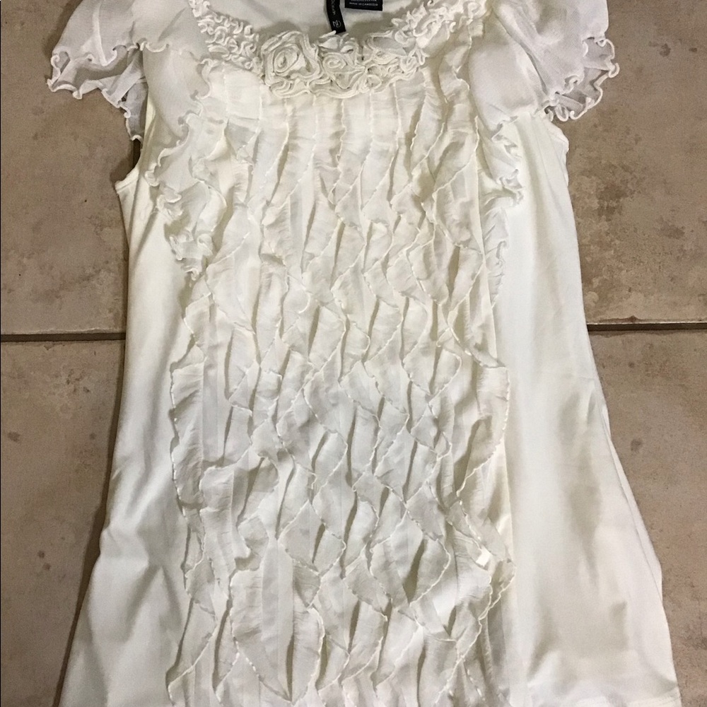 Womens Cream Ruffle Top Size M